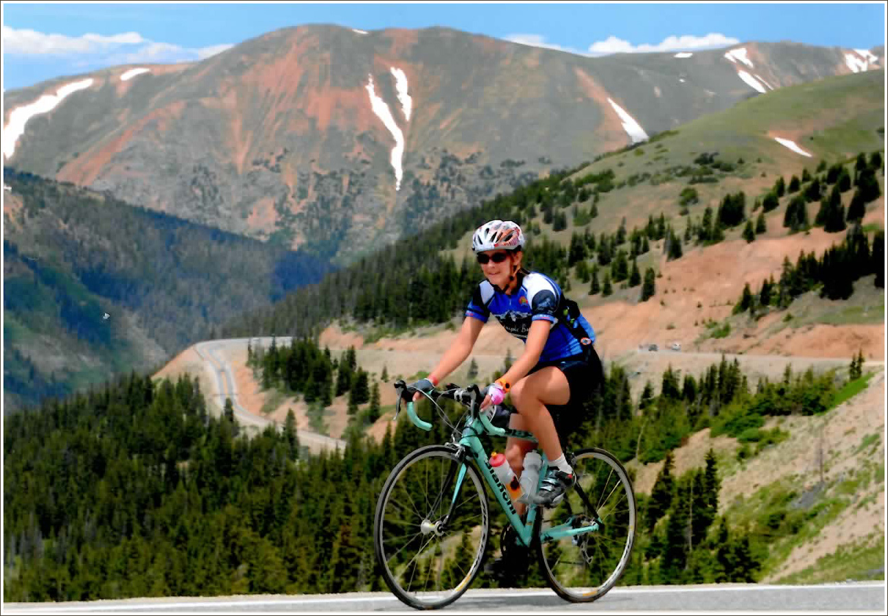 At the top of Loveland Pass and crossing the Continental Divide, just as the weather got bad. Triple ByPass 2009